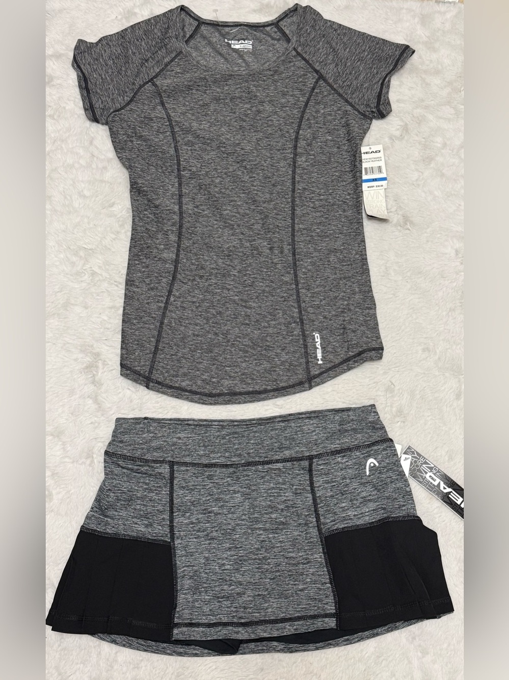 HEAD Gray and Black Athletic Top & Skort Set